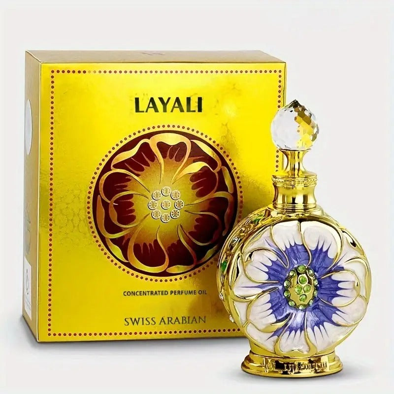 Layali Floral Elegance Swiss Perfume Oil - 3-in-1 Essential Oil Concentrated Fragrance with Exotic Oriental Scents